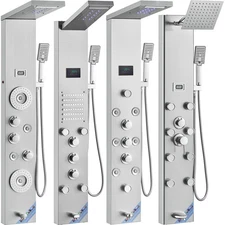 Uimoso Shower Panel Tower Massage System Rain/Waterfall Faucet Stainless Steel