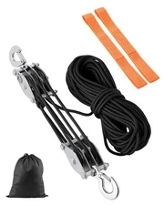 4400 lbs Rope Hoist Pulley System Block and Tackle 5:1 Lifting Ratio 100 ft Rope