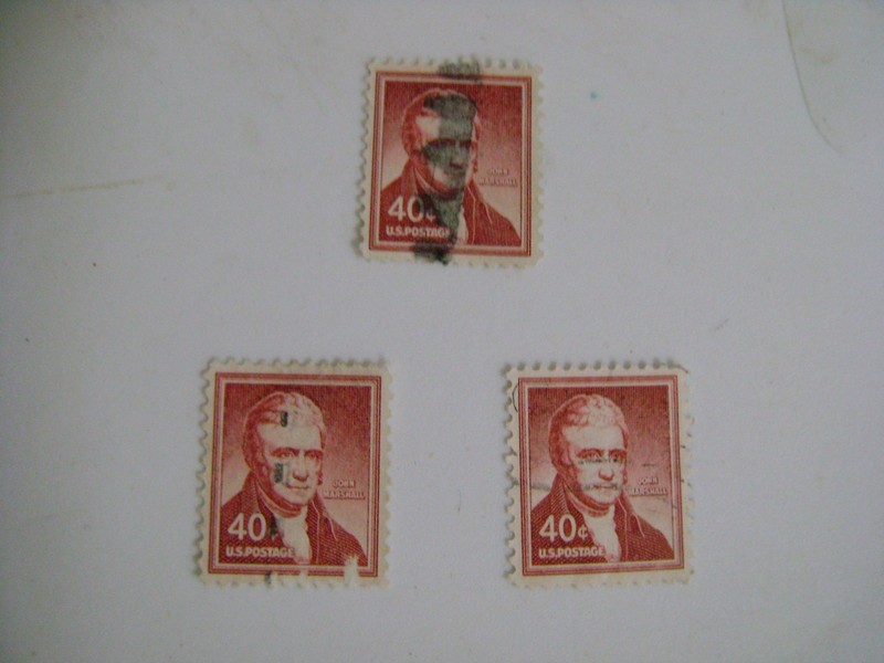 JOHN MARSHALL US STAMPS SCOTT # 1050 JOHN MARSHALL  .40 cent STAMP LOT (3)  used