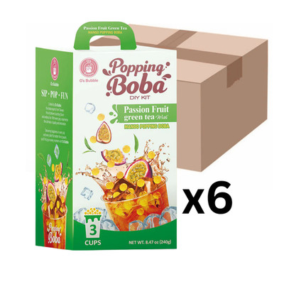 6 x O's Bubble Popping Boba DIY Kit Drink Passionsfrucht Green Tea 240g (3x80g)