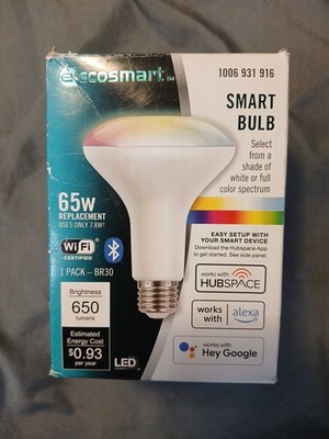  EcoSmart LED Flood Light Bulb Color Changing CEC w/ Voice Control BR30 65W Eqv