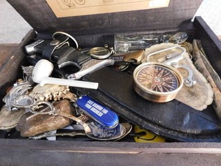 Miscellaneous Junk Drawer Jewelry Pins Knifes /Box