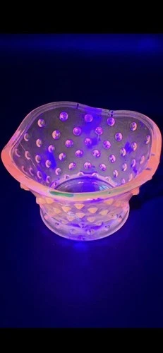Vintage Pink Hobnail Uranium Dish Depression Glass