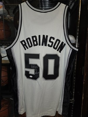 DAVID ROBINSON SIGNED NIKE VINTAGE AUTHENTIC SPURS JERSEY HOF NBA CHAMP NAVY 48