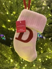 Wondershop Monogram Mini Christmas Stocking Initial Letter D White Knit Target