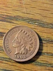 1903 Indian Penny AU With Diamonds