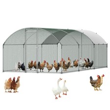 VEVOR Large Metal Chicken Coop 9.8x19.7x6.6 ft Walk-in Poultry Cage House Cover