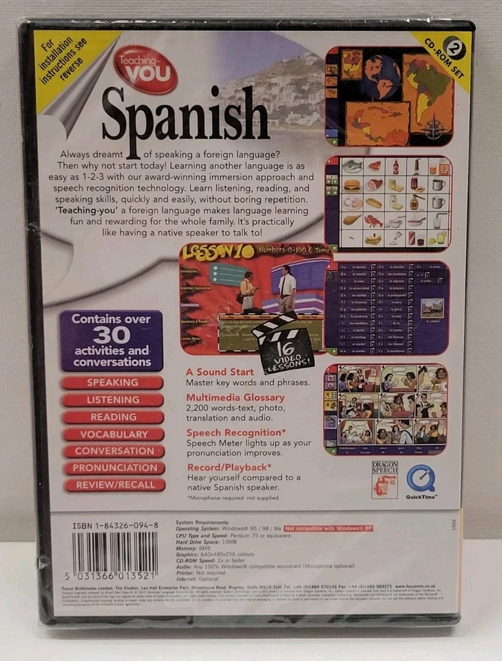 TEACHING YOU SPANISH - LEARN LANGUAGE - 2 CD-ROM Set - New Sealed - Image 2 of 3