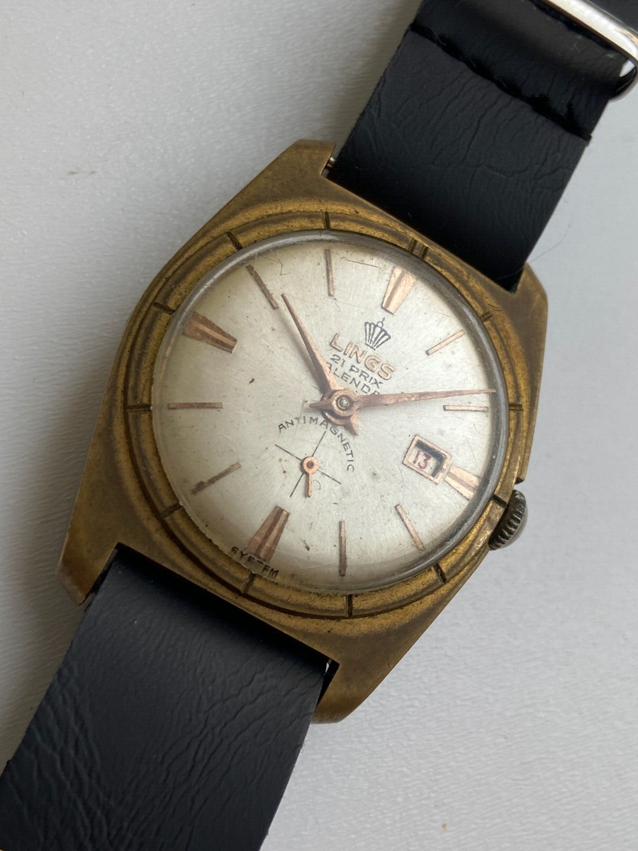 Vintage RARE Men WATCH LINGS 21 PRIX CALENDAR SWISS OC CAL R7 RRR