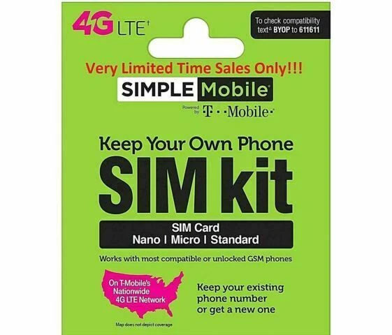 SIMPLE MOBILE sim card for $75+ for 3 months $40/$50 Truly Unlimited Plan / eSim - Image 2 of 2
