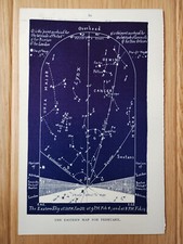 Eastern Star Map for February - Antique Print - 1890