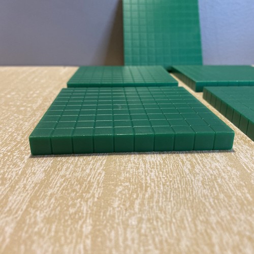 Base 10 Blocks - 100 Flats - Set of 5 - Green Math Manipulatives Plastic Blocks - Picture 4 of 4