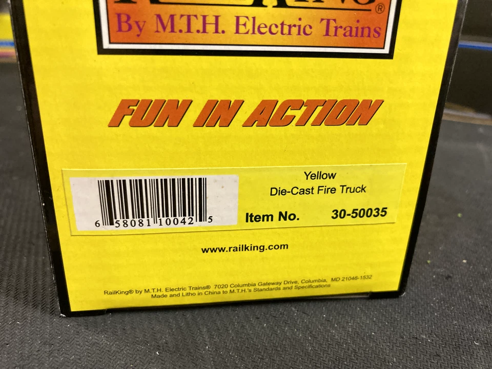 Rail King Die Cast Fire Truck Yellow 30-50035 MTH NIB NRFB  AP - Image 2 of 2