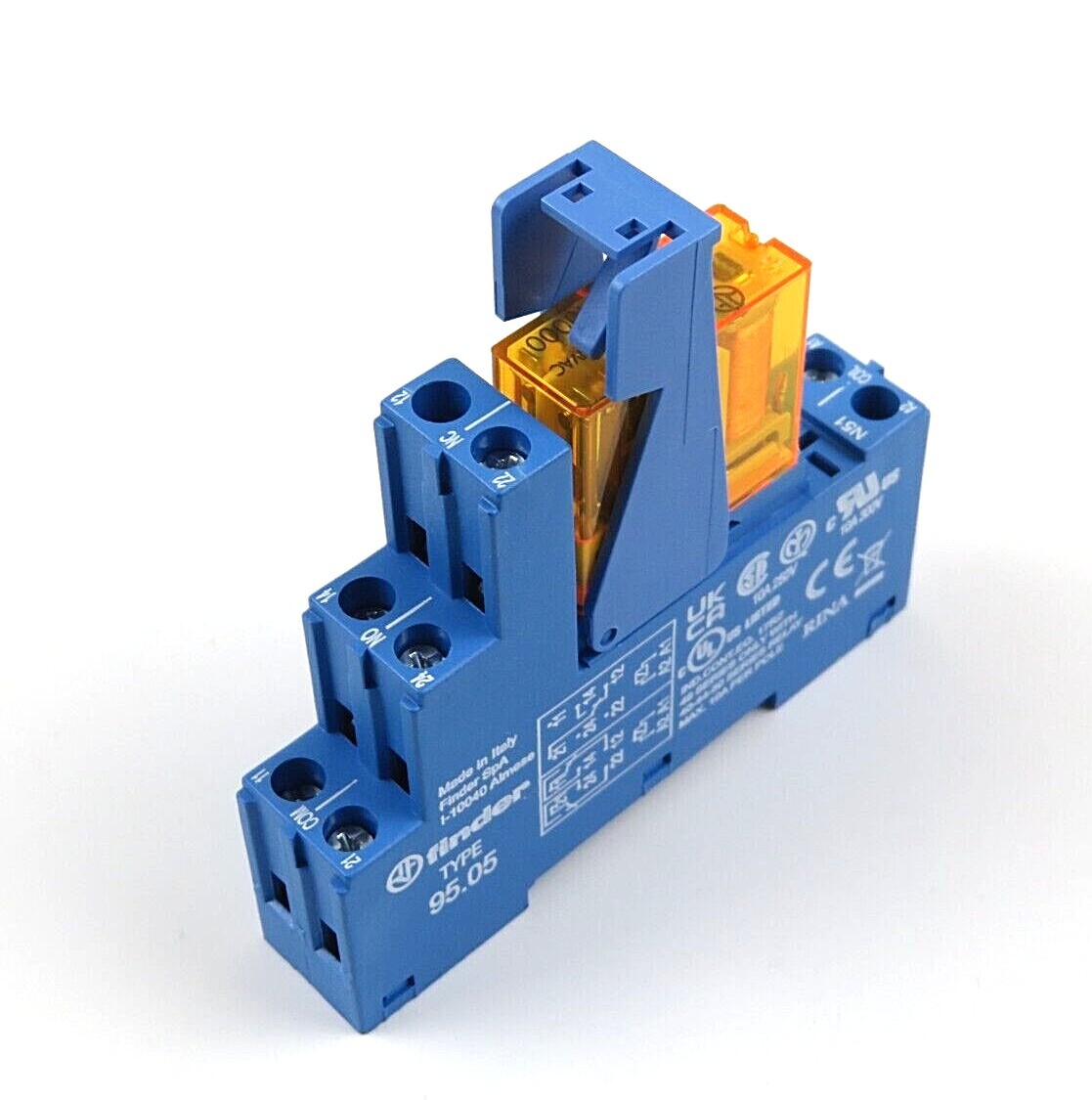 Relais Finder 2 Inverseurs 8A/250V AC - Rail DIN, Bobine 230V AC, LED Intégrée - Pour Automatisme Industriel