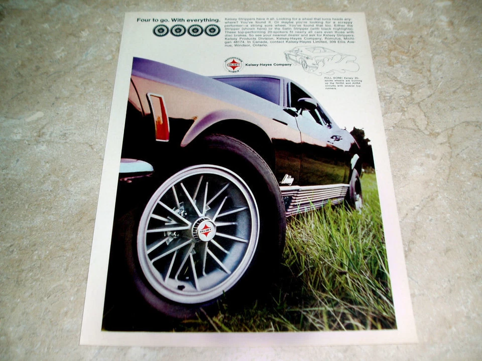 Ford Mustang Mach 1970 1 anuncio de rueda vintage*GT/1969/parrilla/emblema/guardabarros/calcomanía/svt Foto 2 de 3