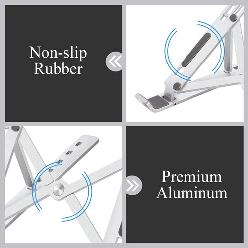 Tasshz Laptop Desk Stand Adjustable Portable Aluminum 6-Levels Height Foldable - Picture 5 of 7