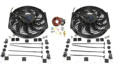 Dual 12" S-Blade Heavy Duty Electric Radiator Cooling Fan + Thermostat Mount Kit