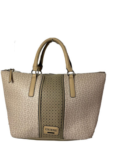 Guess Purse Cream Tan and Beige Logo Tote Double T
