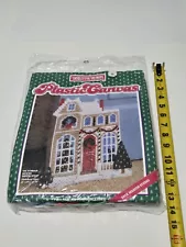 Vtg Distlefink Designs Victorian Christmas House Door Stop Embroidery 75114 NOS