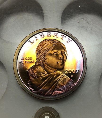 2007 S Rainbow Toned Sacagawea Dollar Proof
