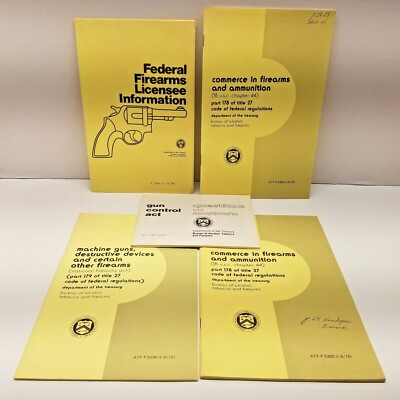 VTG 1970s Federal Firearms License (FFL) ATF Information Guide Books & Chart Lot