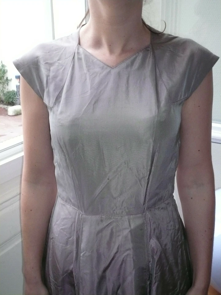 Robe taffetas ancienne vintage T.34/36 violine - Photo 4/4