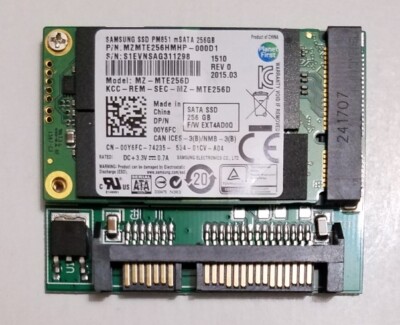 2 x 256GB SATA III SSD hard drives mSATA with SATA adapters. Two SSD set.
