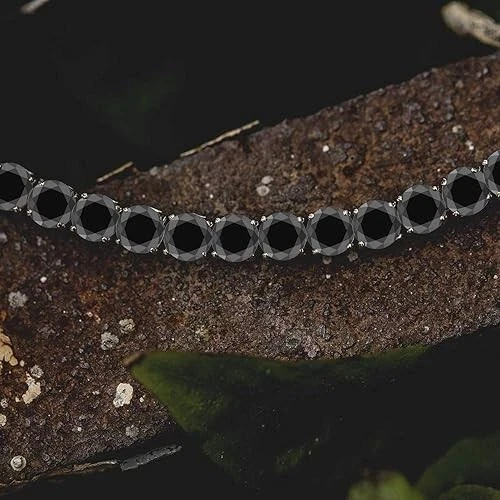 Теннисный мужской браслет из белого золота 14 карат с черной шпинелью 20 карат более 5 мм 8 дюймов - Изображение 3 из 4