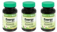 3 Bottles People’s Choice Energy 63 Tablets Guarana Green Tea Ginseng stamina