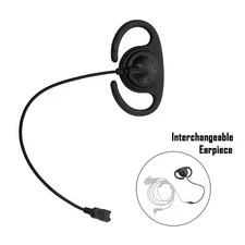 Split D-Ring Shape Earpiece Quick Release Male Adapter for Two Way Radio Headset