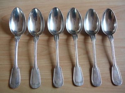 CHRISTOFLE  - 6 Menuelöffel  -  Mod. CHINON  -  versilbert
