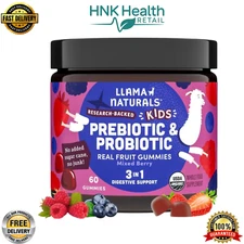 Llama Naturals Kids Probiotic + Prebiotic Fiber,  Mixed Berry  Gummies – 60 Ct