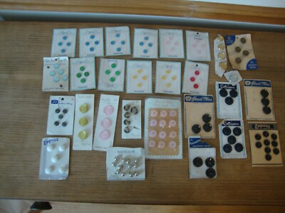 Vintage Lot Buttons on 28 Cards BWC Jewel-Tone Exquisite Le Chic