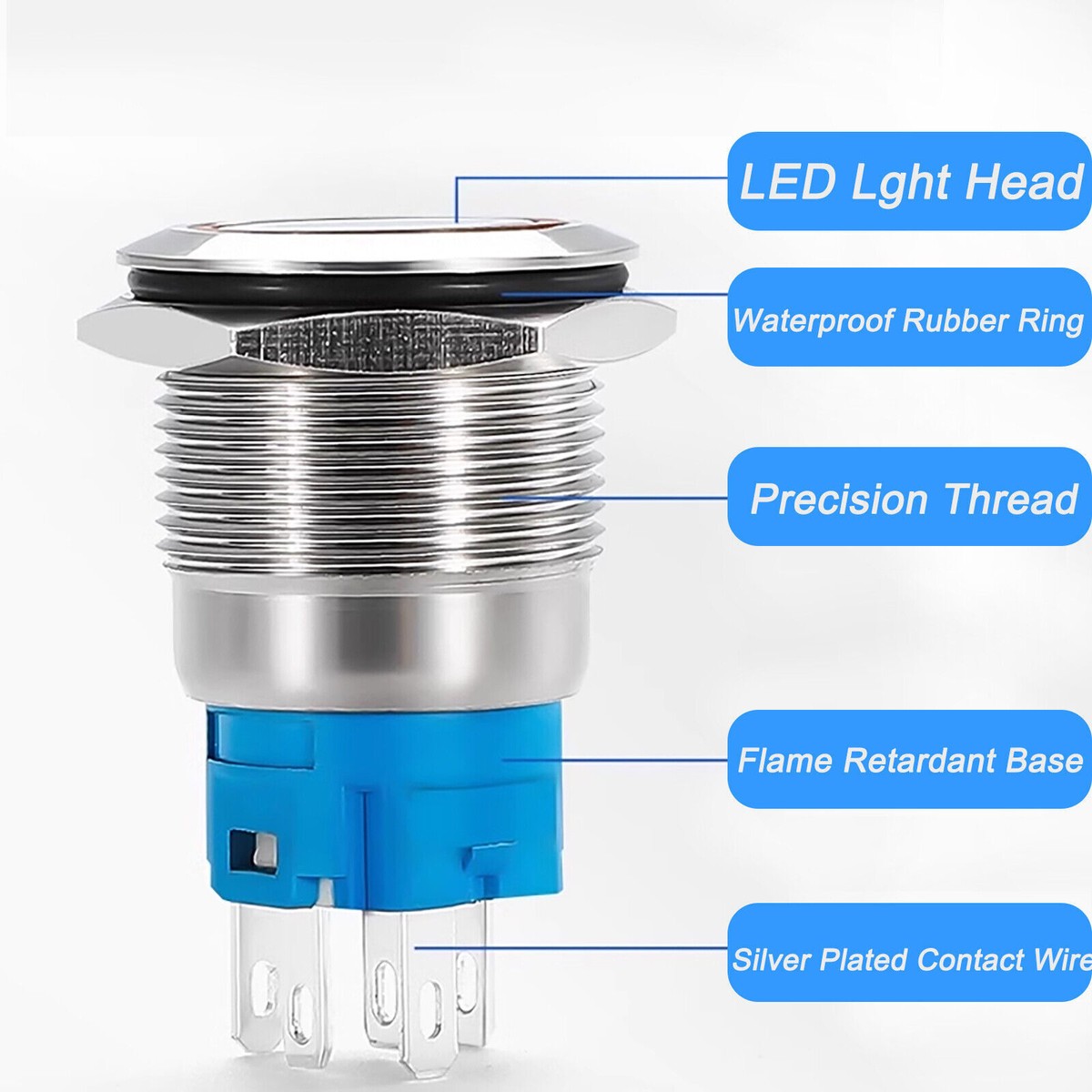 SmartSwitch Interruttore Pulsante ON/OFF Illuminato LED Acciaio 3V/6V - Foto 7