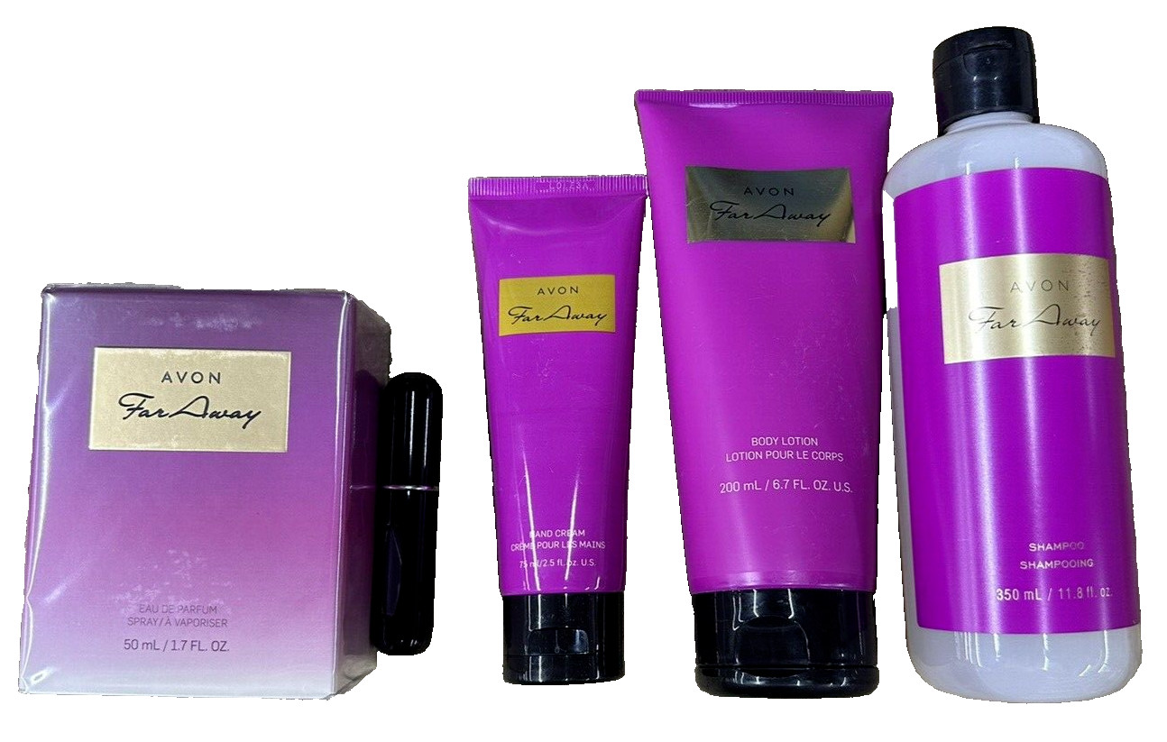 Avon 5 Piece Set  FAR AWAY Body Lotion Cream Perfume Shampoo