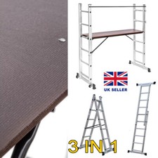 3IN1 Working Scaffold Scaffolding Tower 12 Tread Ladder Platform Indoor Outdoor