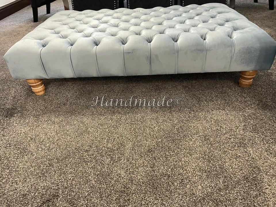 Handmade Luxury 4FT Padded Footstool Ottoman Poufy Stool Chesterfield Footrest - Image 2 of 4