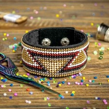DIY Bead embroidery kit on artificial leather Bracelet