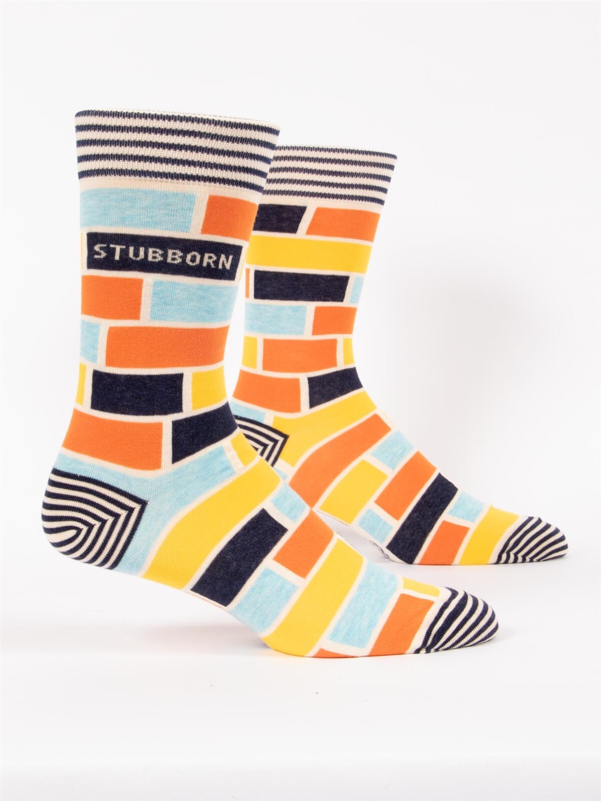 Blue Q Stubborn Mens Crew Socks Size 7-12 Colorful Geometric