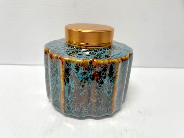 Vintage Ceramic Tea Canister with Metal Lid FC-9-4