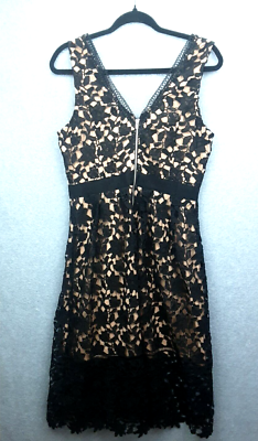 Dotti Size 12 Black Lace Over Nude Lining V-neck Sleeveless Party Formal  Dress | eBay