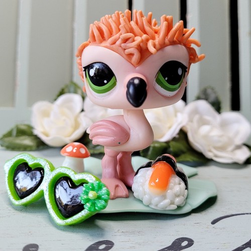 Littlest Pet Shop pfirsichorange Gummi stacheliges Haar Mystery Flamingo Nr. # LPS Set - Bild 1 von 7