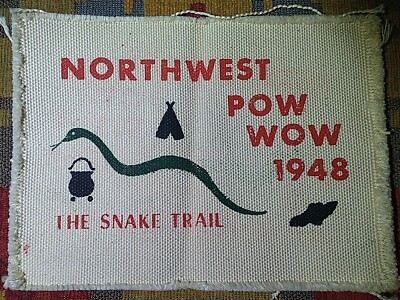 BSA 8 inch CANVAS NORTHWEST POW WOW THE SNAKE TRAIL 1948 - Boy Scouts Exc!