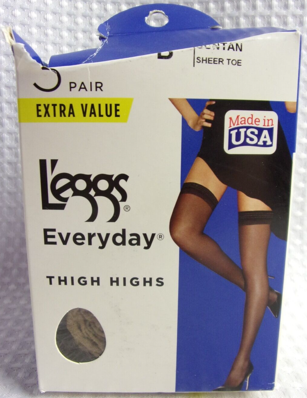 3 Pair Pack of L'eggs Everyday Thigh High Sheer Toe SUNTAN Size B 43260