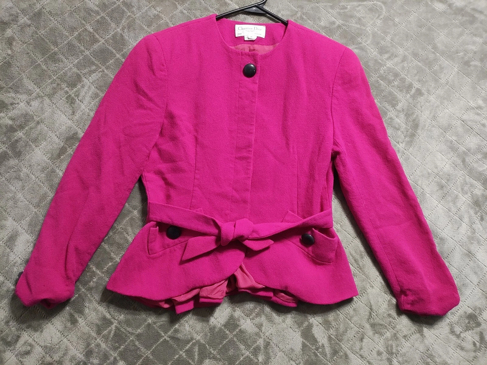 Veste blazer vintage Christian Dior 100% laine avec poches femme taille 8 rose