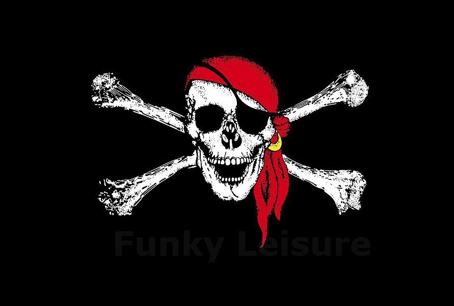 Jolly Roger Piratenflagge Mit Rotem Halztuch 150x90cm