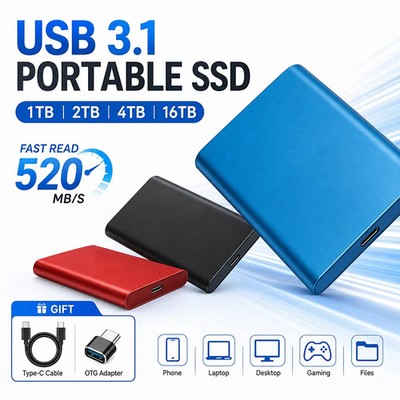 External Hard Disk SSD Hard Drive USB 3.1 Data Storage Laptop PC Phone Mac Gift