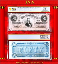 1864 Confederate $50 US Obsolete Paper Money T-66 PF-2 CR-496 Civil War PCGS 30