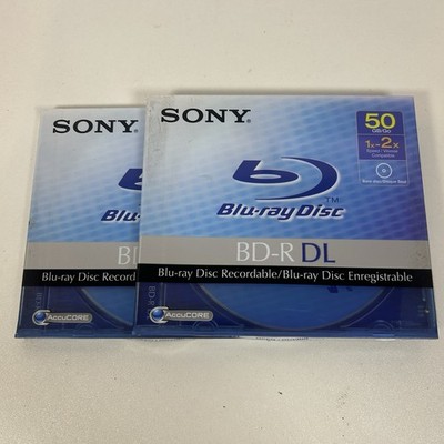 2 x Sony AccuCORE BD-R DL Blu-ray Disc Recordable 50GB 1-2x Speed 1080 HD