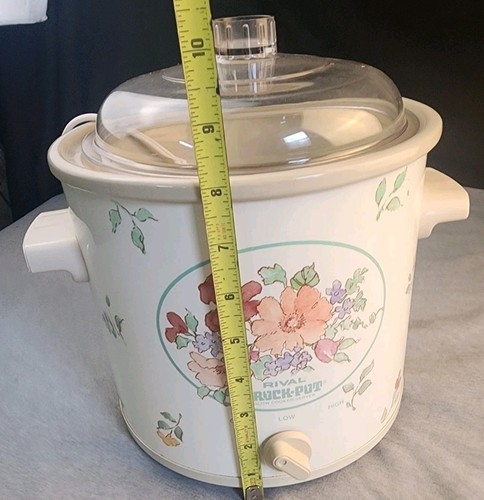 Vintage Rival 3.5 Quart Crock Pot Slow Cooker Flowers (Rare) Model 3100/2 WORKS - Picture 8 of 9